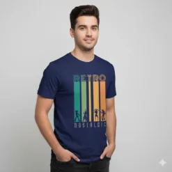 Retro Graphic T-Shirt in Pakistan Navy Blue Vestes