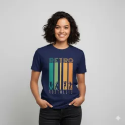 Retro Graphic T-Shirt in Pakistan Navy Blue Vestes