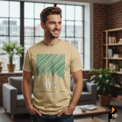 NYC Graphic T-Shirt in Pakistan Beige/Peach Vestes