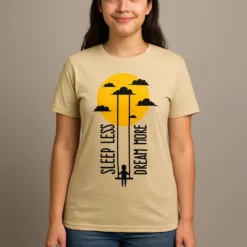 Sleep Less Dream More beige graphic cotton t-shirt for men Pakistan - Vestes