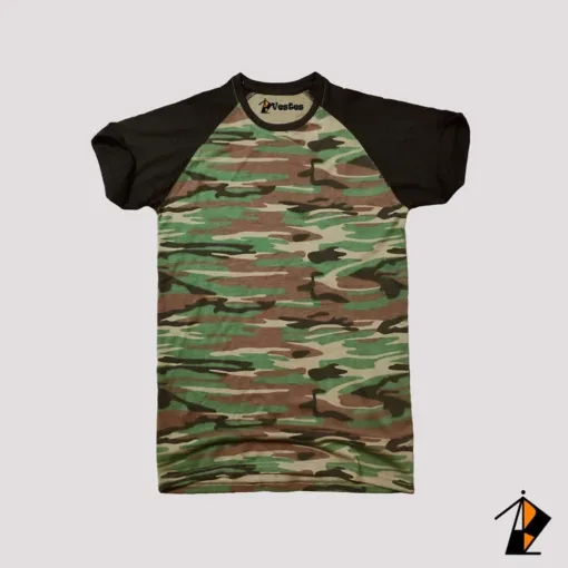 Camo And Black Raglan Tee