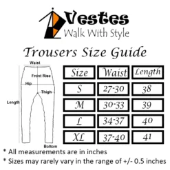 Vestes Trouser Size Guide