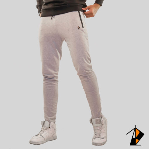 Solid Grey With Contrast Zip Trouser - Image 2