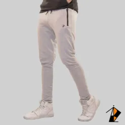 Solid Grey With Contrast Zip Trouser