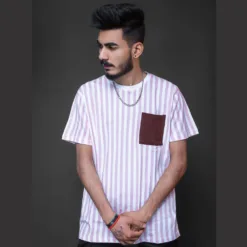Peach/White Pocket Tee