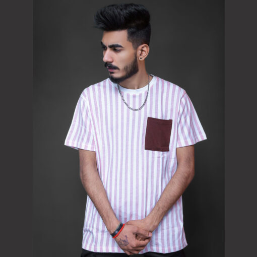 Peach/White Pocket Tee
